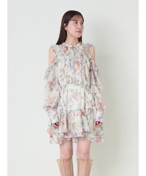 プリントフリルシフォンミニワンピース(505984905)｜阪急百貨店公式 