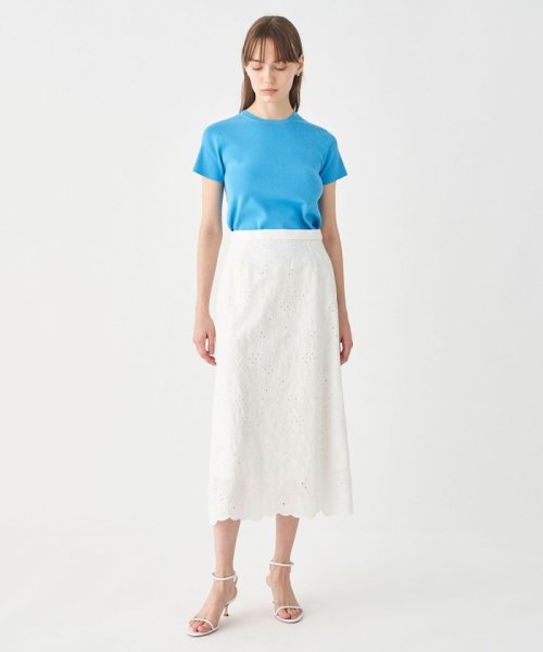 ボイルフラワーエンブロイダリー セミフレアスカート 