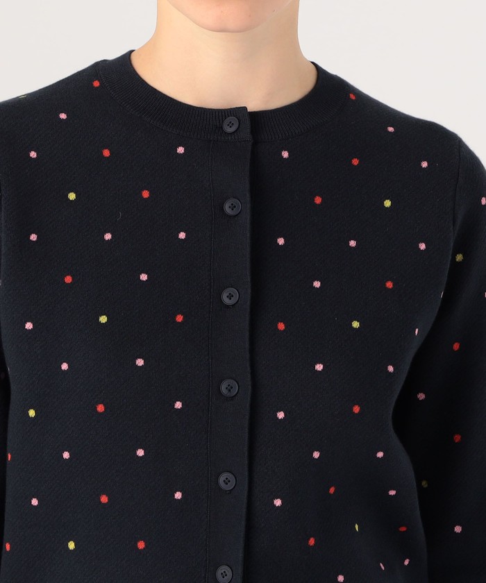 【新品】CABaN　コットンカシミヤ ドットジャカードクルーネックカーディガン キャバン CABaN CABaN コットンカシミヤ ドットジャカードクルーネック