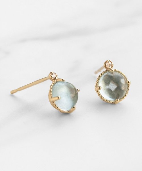 【WEB限定＆数量限定】BLOOMING BUD K10 PIERCED EARRINGS K10 天然石カボションカット ピアス K10
