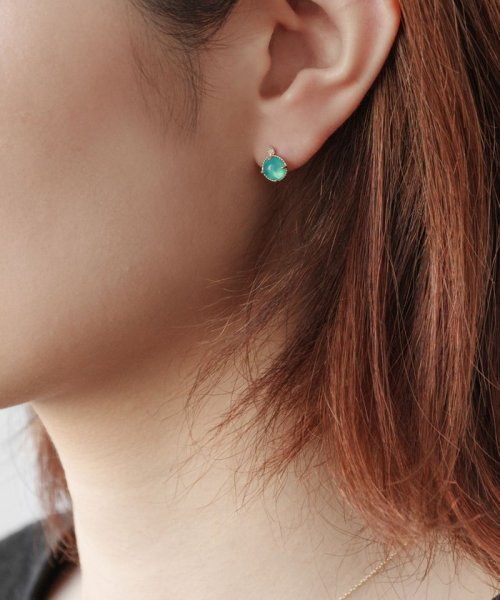 【WEB限定＆数量限定】BLOOMING BUD K10 PIERCED EARRINGS K10 天然石カボションカット ピアス K10