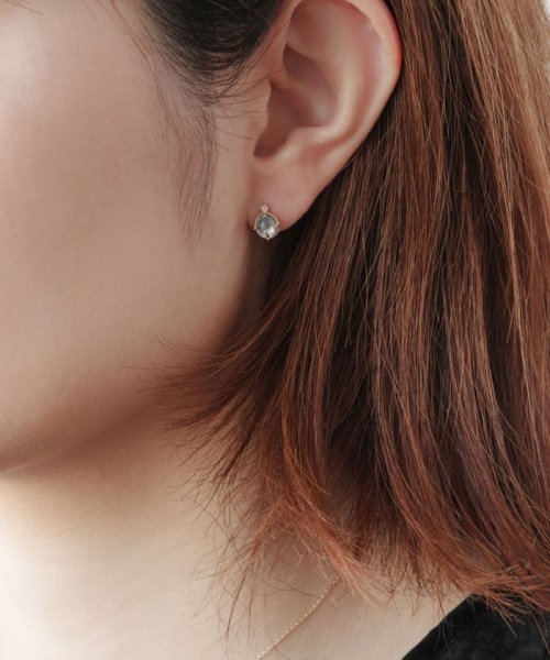 【WEB限定＆数量限定】BLOOMING BUD K10 PIERCED EARRINGS K10 天然石カボションカット ピアス K10