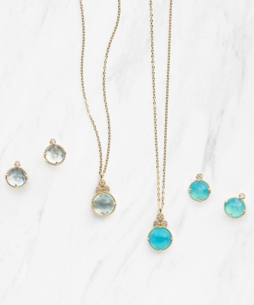 【WEB限定＆数量限定】BLOOMING BUD K10 PIERCED EARRINGS K10 天然石カボションカット ピアス K10