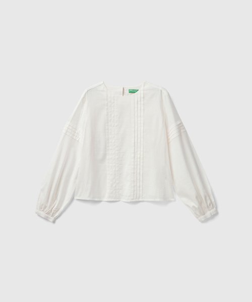 BENETTON (women)(ベネトン（レディース）)/プリーツ入りパフスリーブバックボタン長袖ブラウス/img02