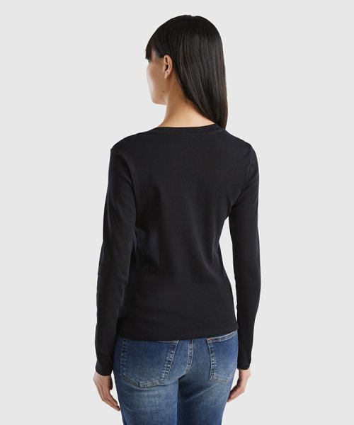 BENETTON (women)(ベネトン（レディース）)/ロゴ刺繍入りUネック長袖Tシャツ・カットソー/img01