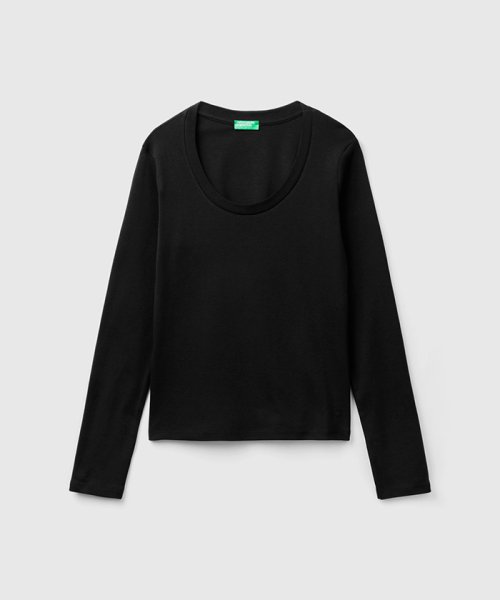 BENETTON (women)(ベネトン（レディース）)/ロゴ刺繍入りUネック長袖Tシャツ・カットソー/img02