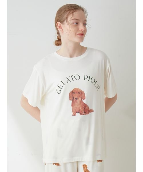 gelato pique(gelato pique)/DOG柄ワンポイントTシャツ/img25