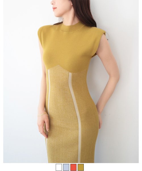 コントラストリブニットワンピース 商品説明モダニティ薫るペンシルニットワンピース。柔らかく上品なジャガード編みの上半身に、バスト下からは２色の糸を引き揃えています。縦に伸びたアクセントのカーブライ Y1667944298(12727円)