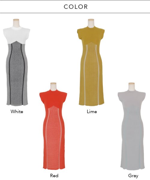 コントラストリブニットワンピース 商品説明モダニティ薫るペンシルニットワンピース。柔らかく上品なジャガード編みの上半身に、バスト下からは２色の糸を引き揃えています。縦に伸びたアクセントのカーブライ Y1667944298(12727円)