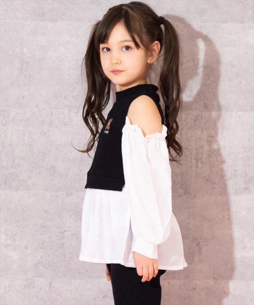 ANAP KIDS(アナップキッズ)/プチ ハイネック 肩あき リブ 異素材 コンビ トップス/img02