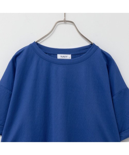 MAC HOUSE(women)(マックハウス（レディース）)/SARARI サラリ NAVY チュニック丈半袖Tシャツ MH846－706/img17