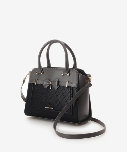 キルティングアクセントリボンハンドバッグ 
