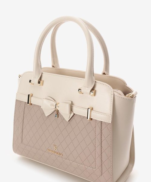 キルティングアクセントリボンハンドバッグ 