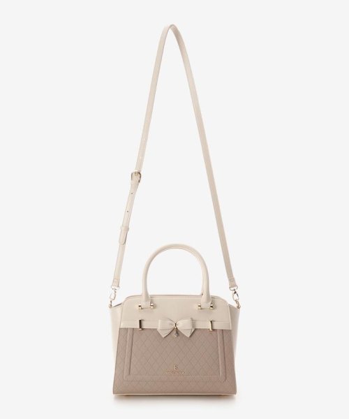 キルティングアクセントリボンハンドバッグ 