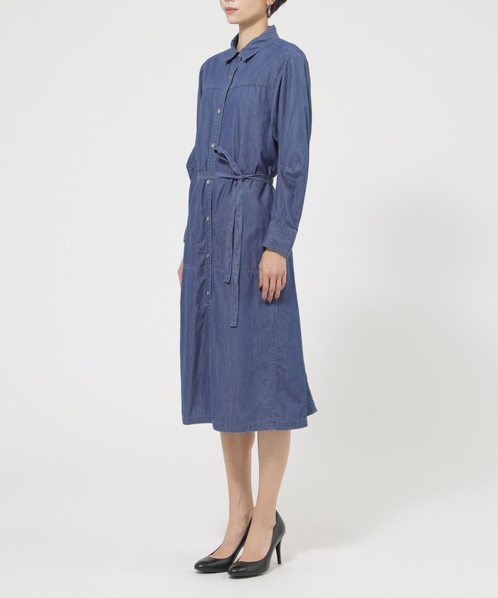 ライトデニムのワンピース デザインステッチライトデニムワンピース / ワンピース | エスニック