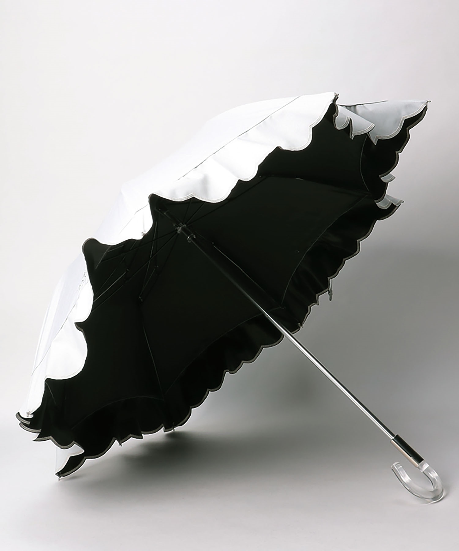 LANVIN COLLECTION 日傘 シエスタフリル スライド式 晴雨兼用折りたたみ日傘 シエスタ 刺繍フリル(505929059)｜阪急