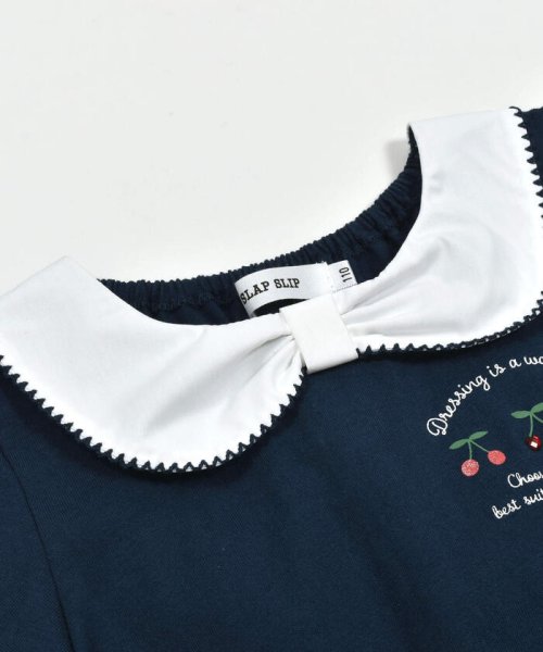 SLAP SLIP(スラップスリップ)/リボン襟キラキラビジューチェリープリント半袖Tシャツ(80~130cm)/img11