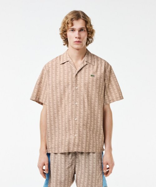 LACOSTE Mens(ラコステ　メンズ)/オールオーバーモノグラムプリントオープンカラーシャツ/img10