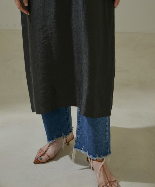  [24SS]シャイニーツイルカフタンワンピース【セットアップ対応】