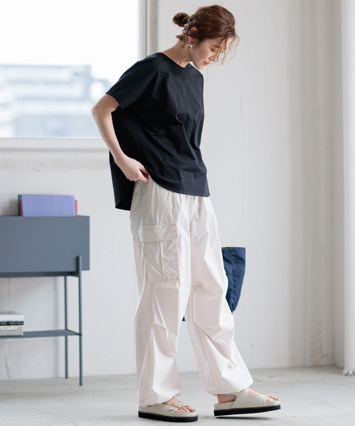 SLOW/好評につき新色追加】ミリタリーストレッチタフタ カーゴパンツ