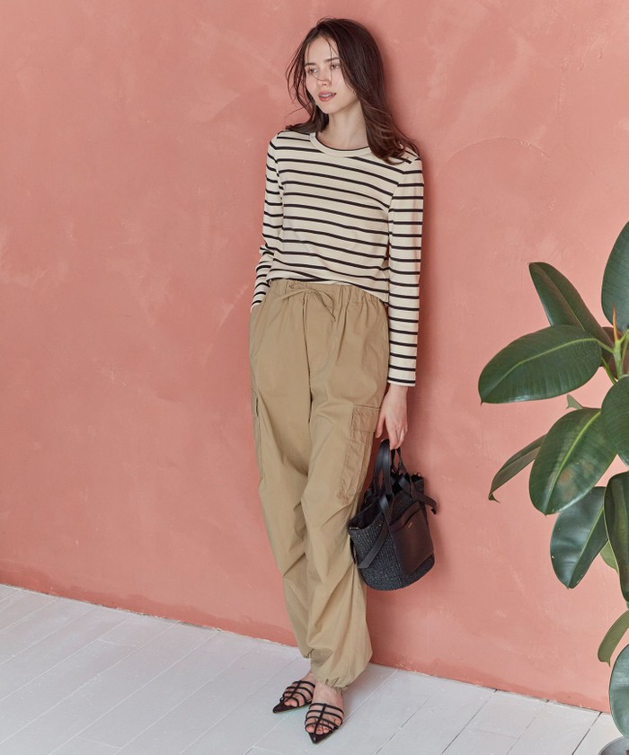 SLOW/好評につき新色追加】ミリタリーストレッチタフタ カーゴパンツ