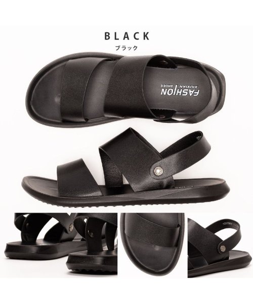 SVEC(シュベック)/レザーサンダル メンズ おしゃれ 靴 歩きやすい きれいめ 歩き やすい ストラップ カジュアルシューズ 韓国 スリッパ つっかけ 履きやすい ブラック 黒/img09