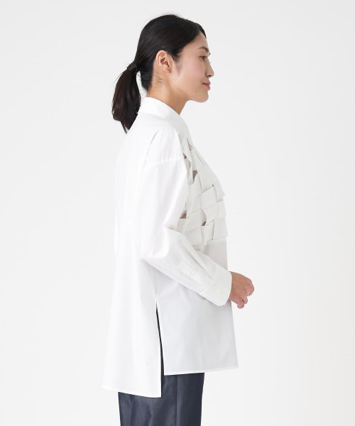 グログランチェックシャツブラウス 