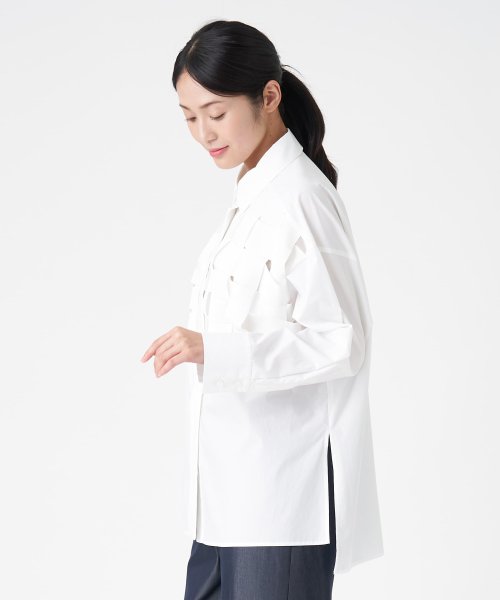 グログランチェックシャツブラウス 