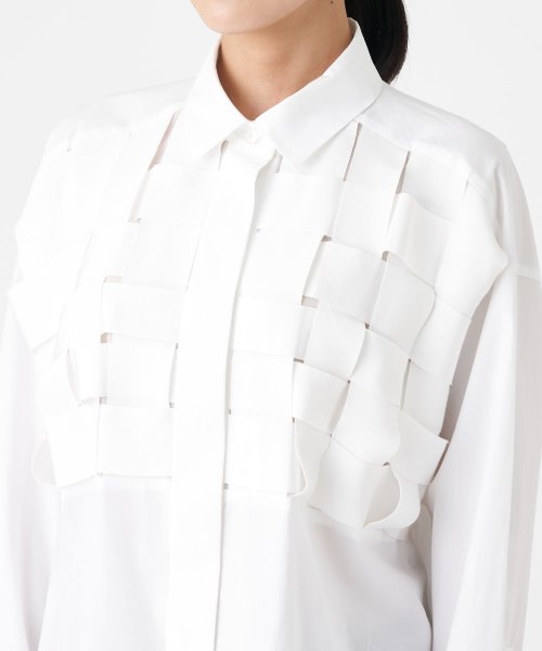 グログランチェックシャツブラウス 