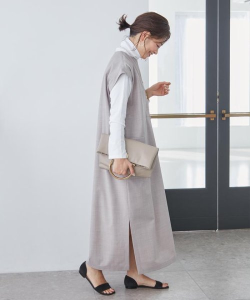 《大きいサイズ》辛口シックなレイヤードワンピース《三尋木奈保コラボ》 