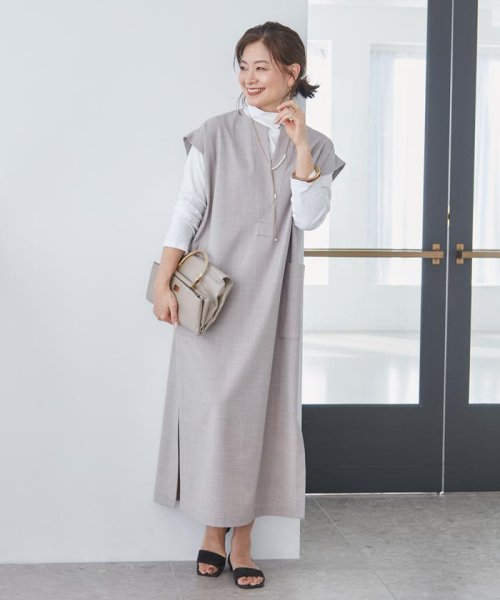 《大きいサイズ》辛口シックなレイヤードワンピース《三尋木奈保コラボ》 