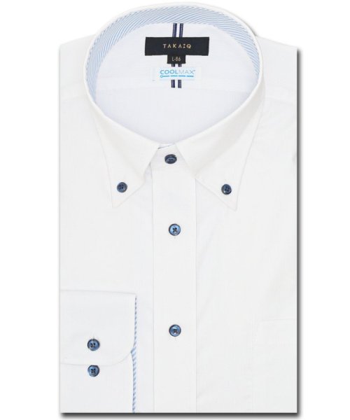 TAKA-Q(タカキュー)/クールマックス+ストレッチ スタンダードフィット ボタンダウン長袖シャツ 長袖 シャツ メンズ ワイシャツ ビジネス ノーアイロン 形態安定 yシャツ 速乾/img02