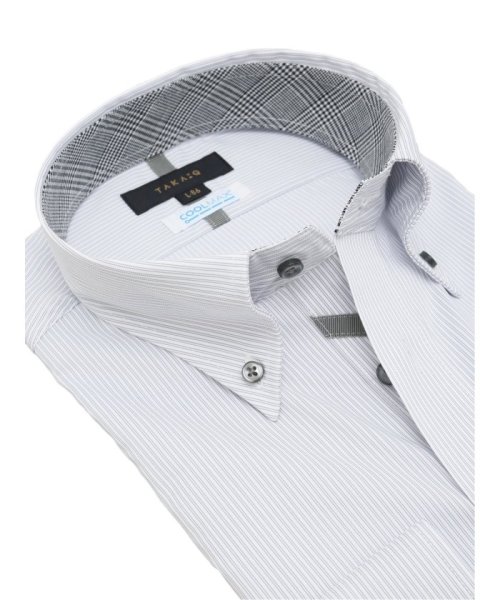 TAKA-Q(タカキュー)/クールマックス+ストレッチ スタンダードフィット ボタンダウン長袖シャツ 長袖 シャツ メンズ ワイシャツ ビジネス ノーアイロン 形態安定 yシャツ 速乾/img01