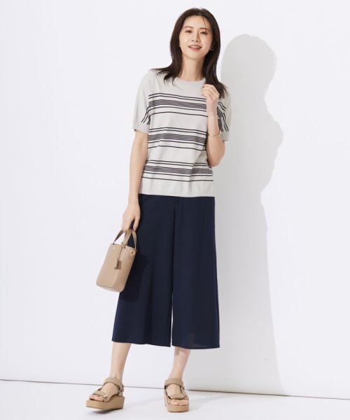 J.PRESS LADIES（LARGE SIZE）(J．プレス　レディス（大きいサイズ）)/【洗える】レーヨンエリートストレッチ ボーダー ドルマン ニット/img01