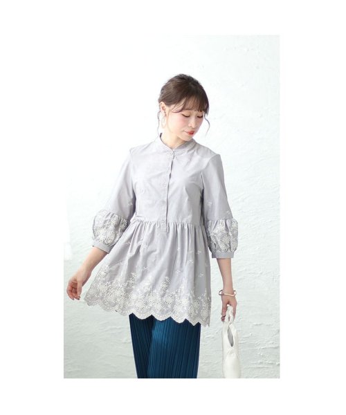 Sawa a la mode(サワアラモード)/レディース 大人 上品 ふんわり刺繍のランタン袖チュニック/img02
