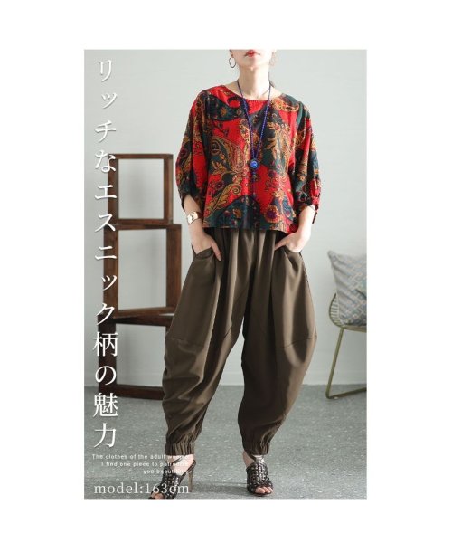 Sawa a la mode(サワアラモード)/レディース 大人 上品 ハイエンドなエスニックを纏うプルオーバートップス/img01