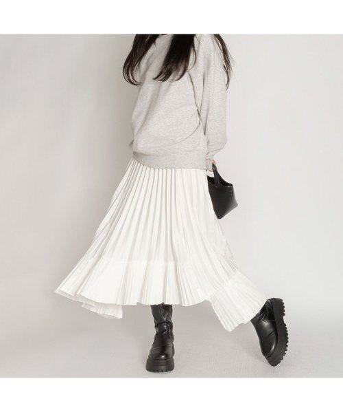 プリーツスカート ロング ミモレ丈 レディース おしゃれ フレア アシメ  
