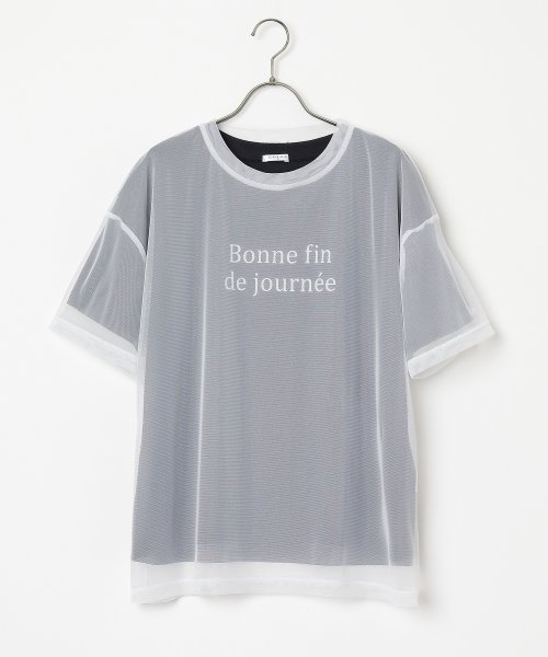 Honeys(ハニーズ)/インナー付チュールＴ トップス Tシャツ カットソー 半袖 セットアイテム チュール /img15