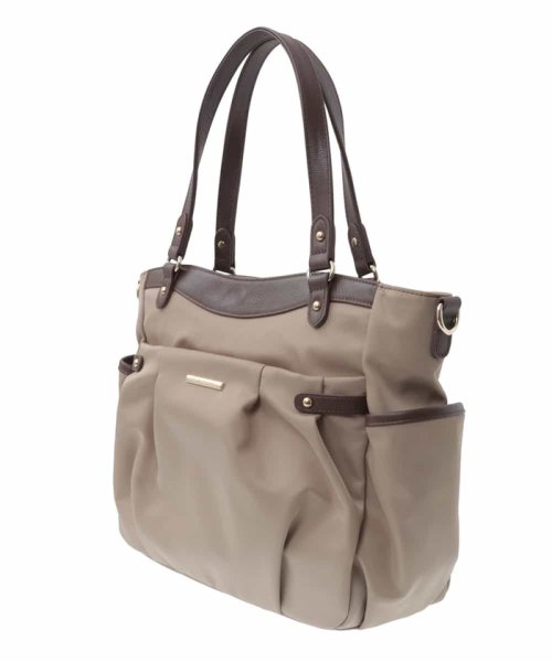 【2WAY/撥水加工】レザーポイントナイロントートバッグ 