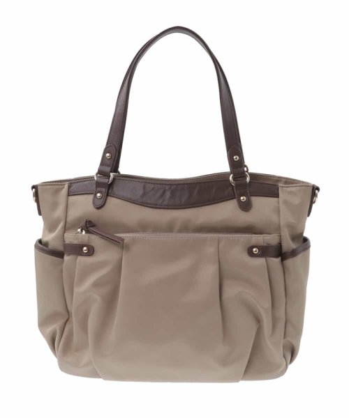 【2WAY/撥水加工】レザーポイントナイロントートバッグ 