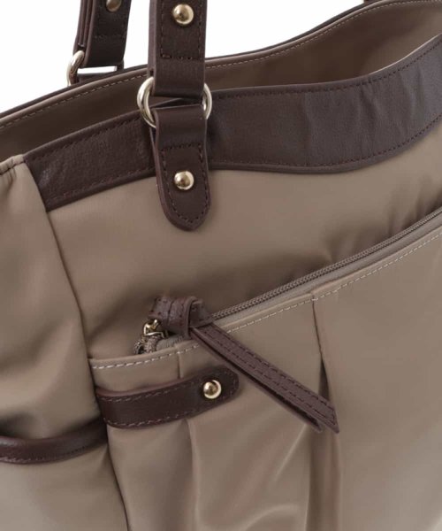 【2WAY/撥水加工】レザーポイントナイロントートバッグ 