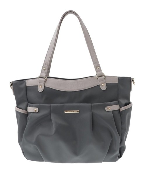 【2WAY/撥水加工】レザーポイントナイロントートバッグ 