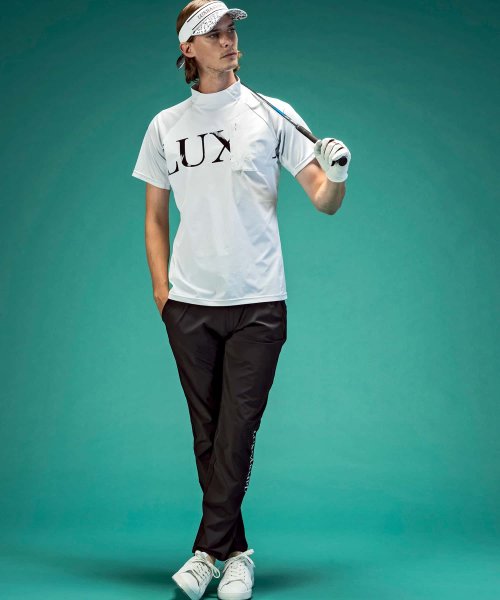 LUXEAKMPLUS(LUXEAKMPLUS)/LUXEAKMPLUS(リュクスエイケイエムプラス)ゴルフ 配色ロゴ半袖モックネックTシャツ/img11