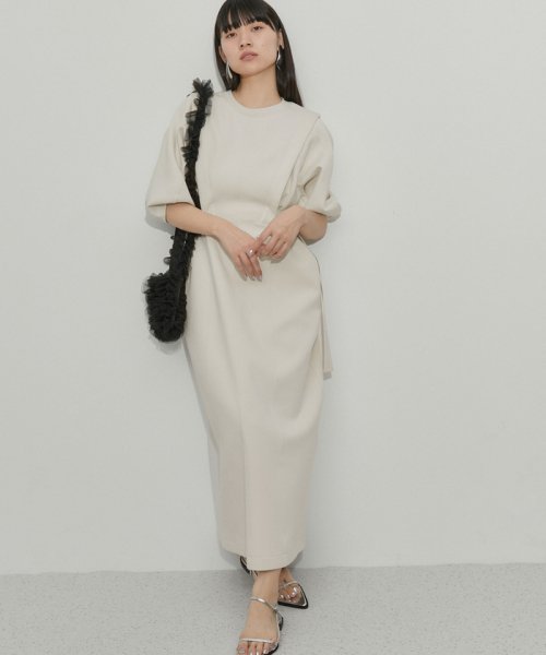 【サステナブル】サイドベルトダンボールワンピース サステナブル COTTON