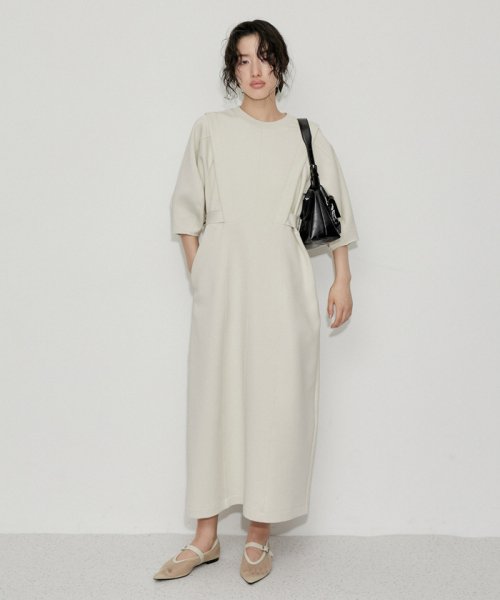 【サステナブル】サイドベルトダンボールワンピース サステナブル COTTON