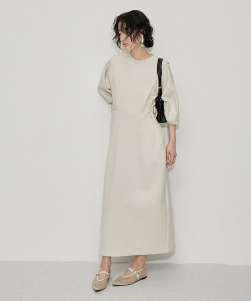 【サステナブル】サイドベルトダンボールワンピース サステナブル COTTON