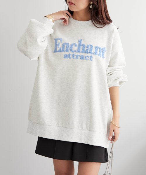 NICE CLAUP OUTLET(ナイスクラップ　アウトレット)/サガラ刺繍ロゴスウェット ゆったり レディース トップス カットソー/img18