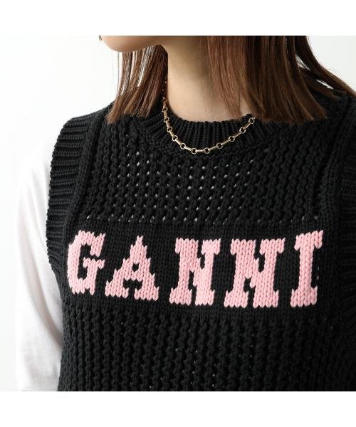 GANNI(ガニー)/GANNI ニットベスト Cotton Rope Vest ロゴ クルーネック/img08