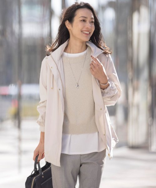 【洗える・撥水】マイクロタフタ フーデッド ショート コート 