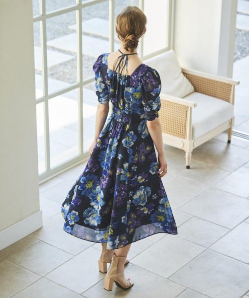 ファンシーフラワーバストギャザーワンピース 